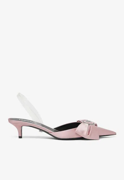 VERSACE ALIA 45 SLINGBACK SATIN PUMPS