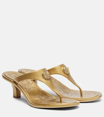 Versace Alia 55 Metallic Thong Sandals In Multi