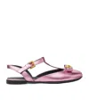 Versace Girl's Laminated Leather Slingback Ballerina Flats, Toddler In Pink