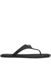 Versace Flat Sole Open Toe Sandals With Medusa Motif In Black