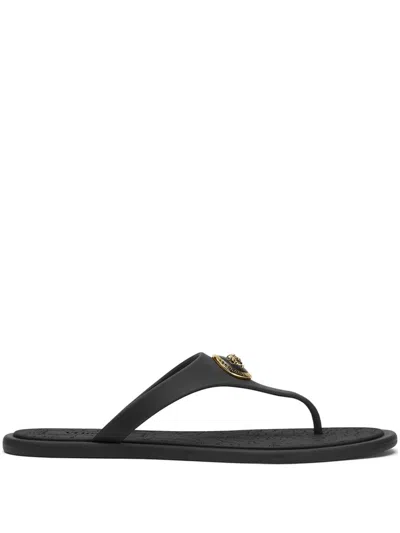 Versace Alia Flat Sandals In Black