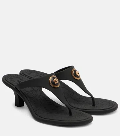 Versace Alia Medusa 55 Thong Sandals In Black