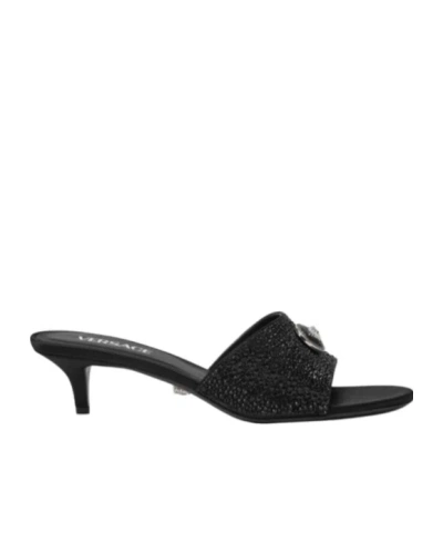 VERSACE VERSACE ALIA EMBELLISHED HEELED MULES
