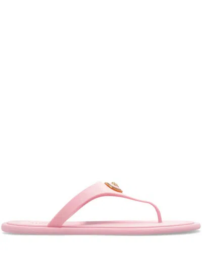 Versace Thong-style Sandals With Intricate Embossed Footbed In Pink