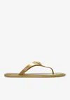 Versace Alia Metallic Leather Thong Sandals In Gold