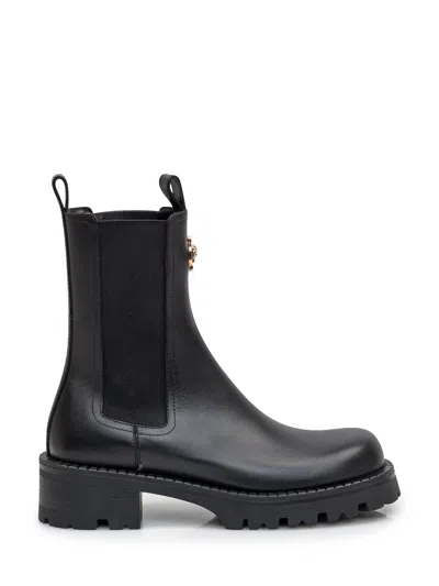 Versace Alia Mini Boots In Nero-oro