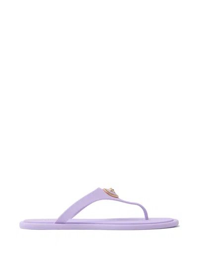 Versace Alia Medusa Rubber Thong Sandals In Purple