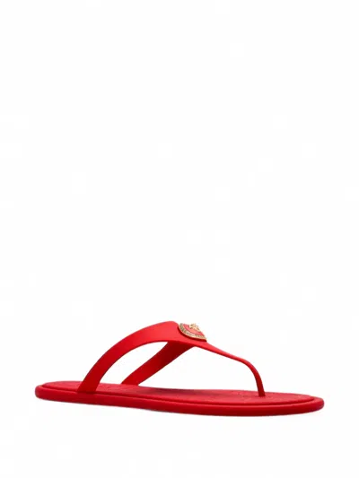 Versace Alia Rubber Flat Sandals In Red