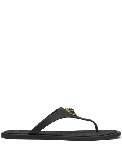Versace Alia Rubber Thong Sandals In Black