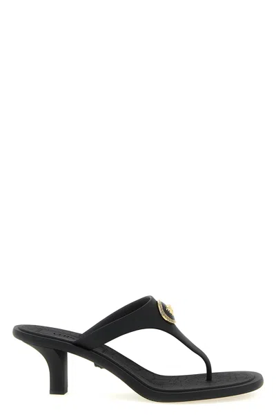 Versace Alia Rubber Thong Sandals In Black