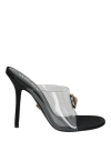 Versace Medusa Clear Stiletto Mule Sandals In Black