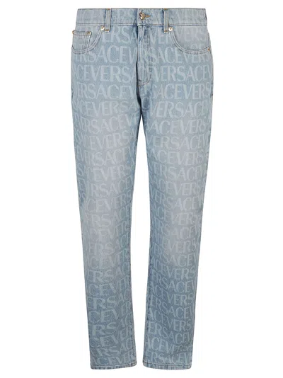 Versace All-over Jeans In Light Blue