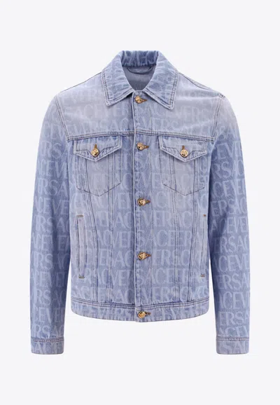 VERSACE ALL-OVER LOGO DENIM JACKET