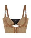 Versace Garden Monogram Patterned Crop Top With Clip Closure In Brown