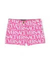 Versace All-over Logo-print Shorts In Pink