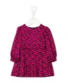 Versace All-over Monogram-pattern Print Dress In Pink