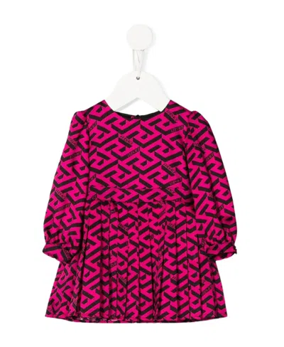 VERSACE ALL-OVER MONOGRAM-PATTERN PRINT DRESS