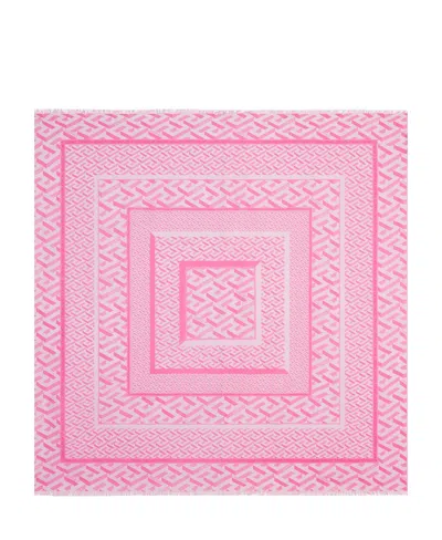 Versace All-over Monogram-print Scarf In Pink