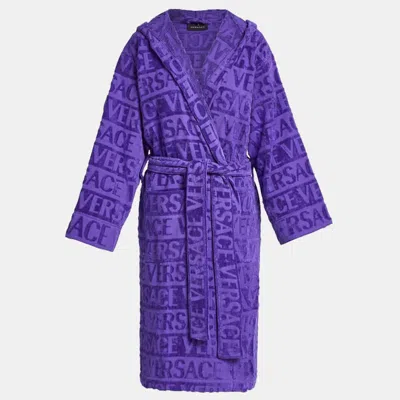 Pre-owned Versace All Over Purple Cotton Bathrobe