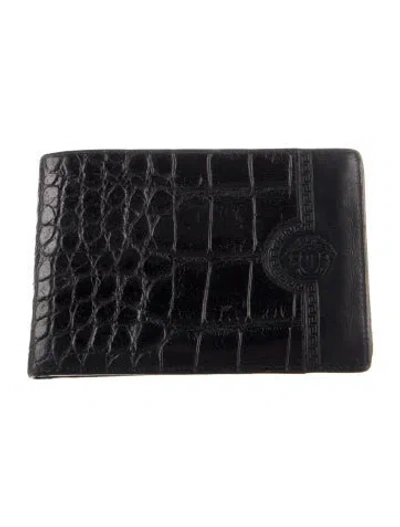 Pre-owned Versace Alligator Card Holder In Black