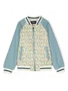 Versace Logo Padded Bomber Jacket In Blue