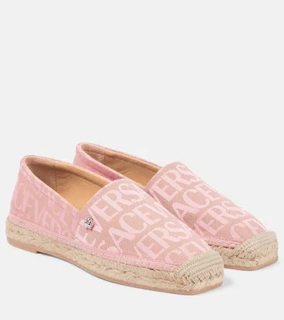 Versace Allover Canvas Espadrilles In Pink