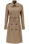 Versace Double-breasted Canvas-jacquard Trench Coat In Beige