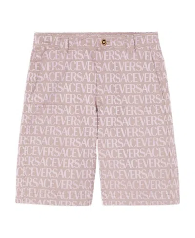 Versace Allover-jacquard Bermuda Shorts In Nude
