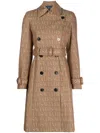 Versace Trench Coat In Brown