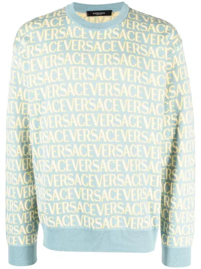 Versace Allover Jumper In Blue