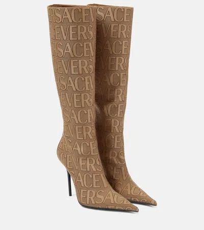 VERSACE ALLOVER KNEE-HIGH BOOTS