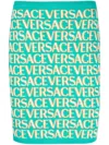 Versace Logo-print Cropped Cardigan In Blue