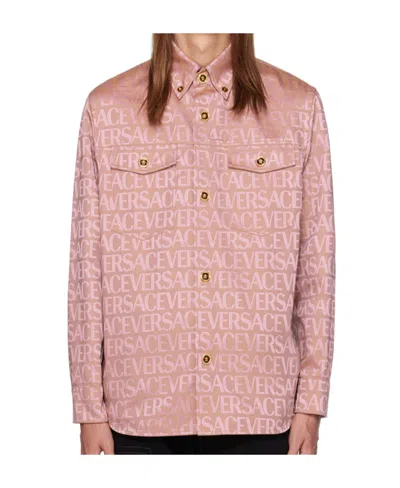 Versace Allover Letter Shirt In Pink