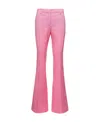 Versace Pink Flare Pants With Tonal Logo Lettering In Wool Woman In Pink