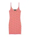 Versace Allover Logo-print Knitted Dress In Red