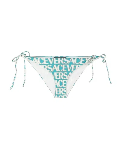 Versace Allover Logo-printed Swimsuit Bottoms In White