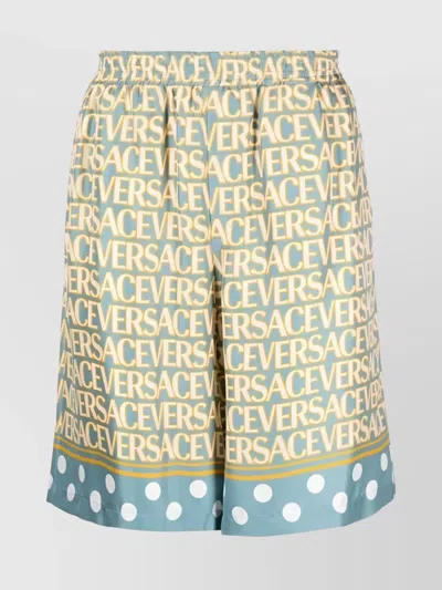 VERSACE VERSACE ALLOVER LOGO SILK SHORTS