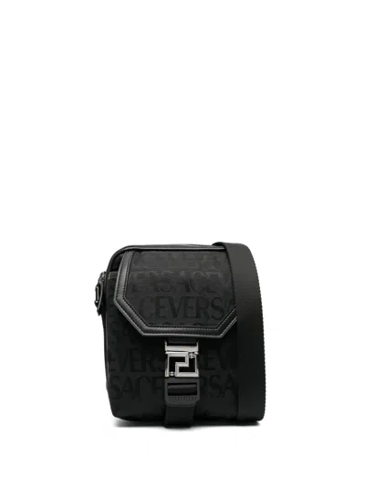 Versace Small Messenger Bag In Black