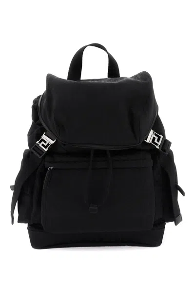 Versace Allover Neo Nylon Backpack In Nero