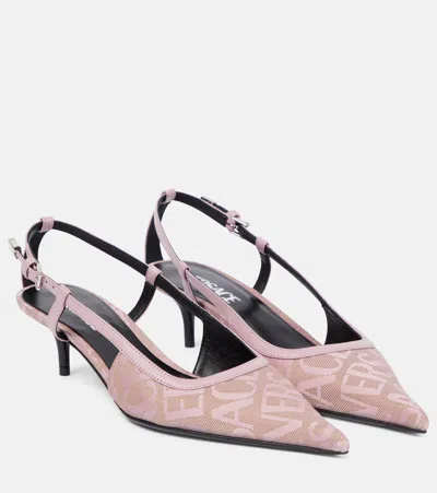 Versace Allover Slingback Pumps In Pink