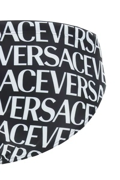 Versace Allover Swim Briefs In Black