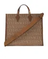 Versace Shopper Bag With Allover Logo In Brown