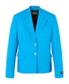 Versace Allover Virgin-wool Jacquard Blazer In Blue