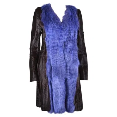 Pre-owned Versace Alpaca And Fox Fur Coat Nwt In Purple