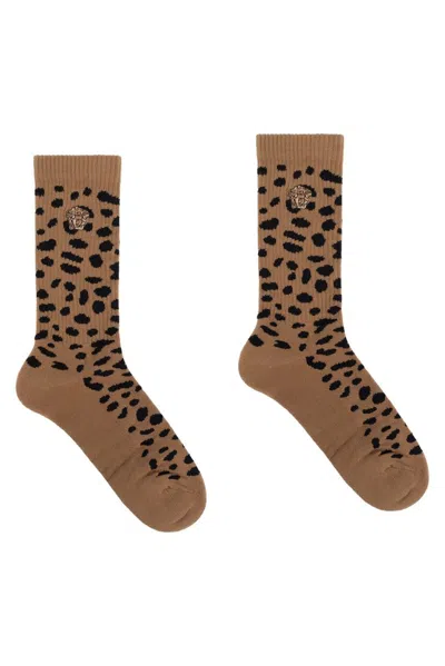 Versace Medusa-embroidered Socks In Multi