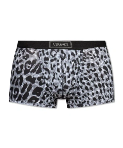 Versace Animal Print Boxer Briefs In Black