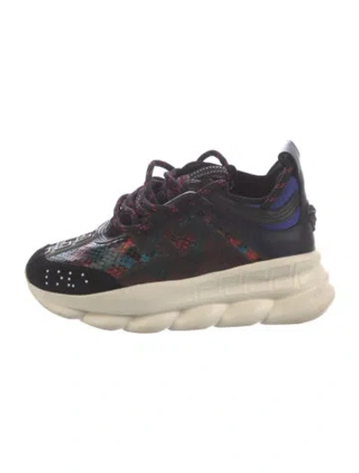 Pre-owned Versace Animal Print Chunky Sneakers In Black