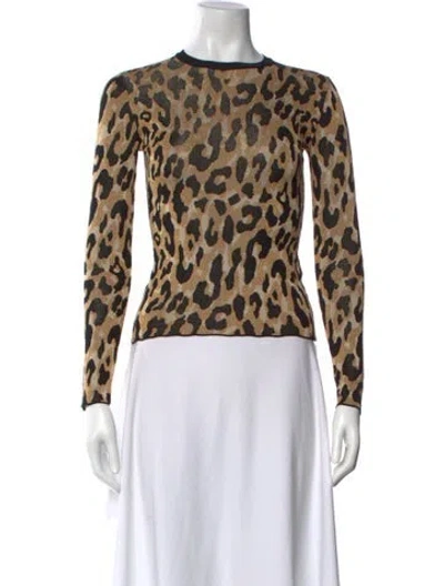 Pre-owned Versace Animal Print Crew Neck Top
