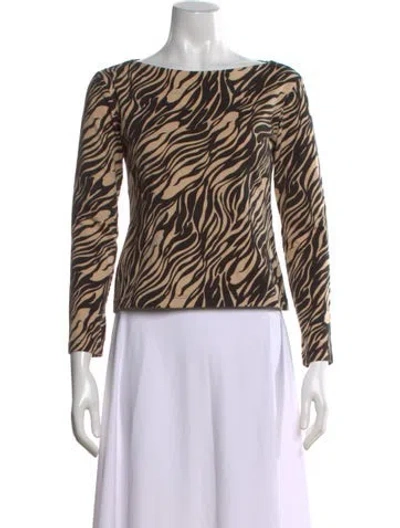 Pre-owned Versace Animal Print Crew Neck Top In Multi