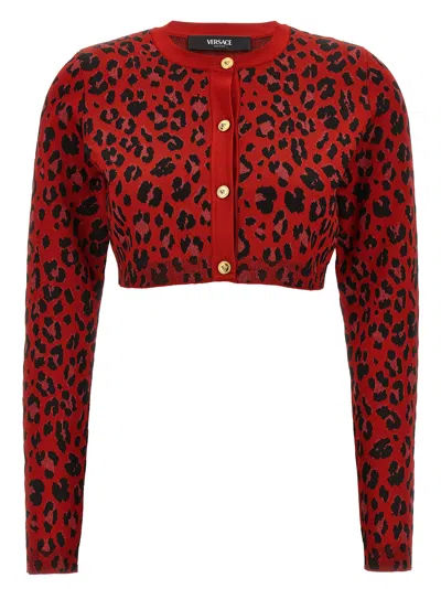 VERSACE ANIMAL PRINT CROPPED CARDIGAN